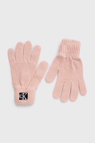 Detské rukavice Calvin Klein Jeans ružová farba
