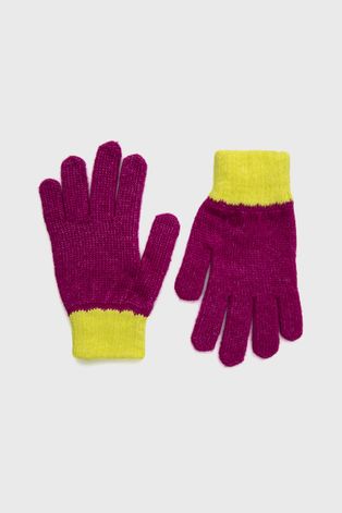Detské rukavice s prímesou vlny Tommy Hilfiger fialová farba