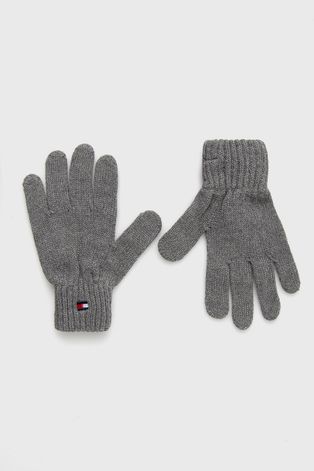 Detské bavlnené rukavice Tommy Hilfiger šedá farba