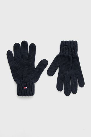 Detské bavlnené rukavice Tommy Hilfiger tmavomodrá farba