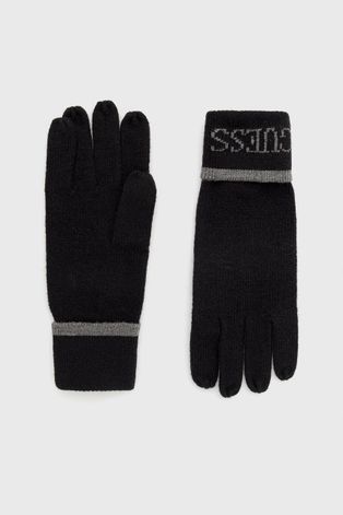 Γάντια Guess ανδρικά, χρώμα: μαύρο