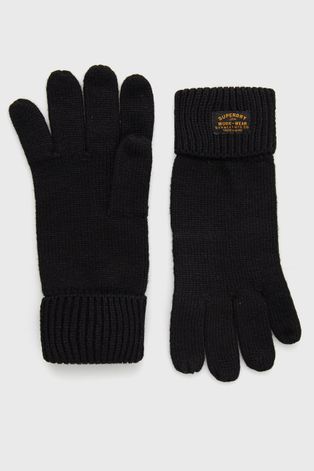 Шерстяные перчатки Superdry мужские цвет чёрный