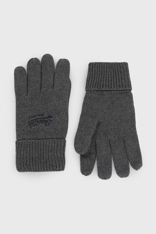 Bavlněné rukavice Superdry pánské, šedá barva