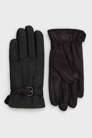 Кожаные перчатки Strellson мужское цвет серый