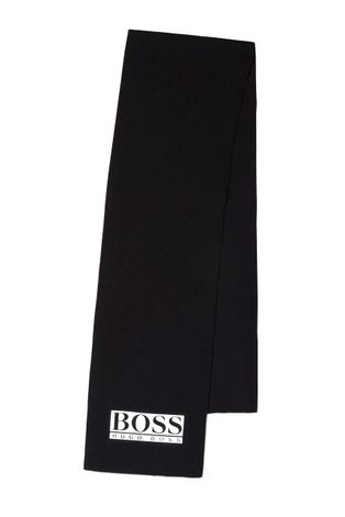 Detský šál Boss čierna farba, s potlačou