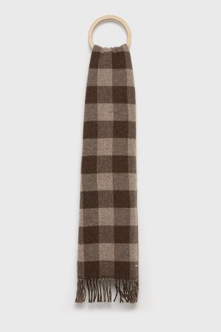 Вълнен шал Woolrich в кафяво с десен