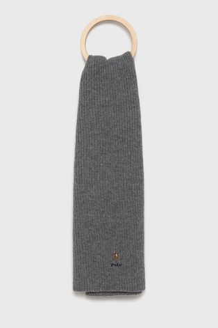 Polo Ralph Lauren Szalik z domieszką wełny kolor szary gładki
