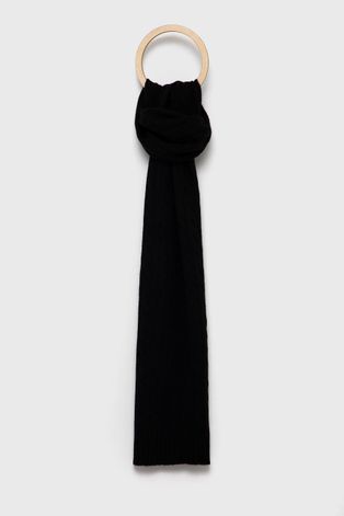 Polo Ralph Lauren Szalik wełniany kolor czarny gładki