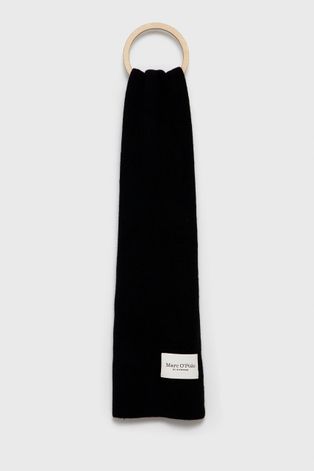 Marc O'Polo Szalik wełniany kolor czarny gładki