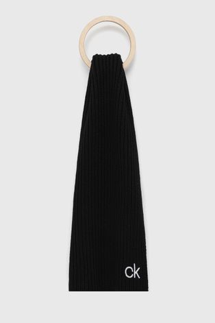 Calvin Klein Szalik męski kolor czarny gładki