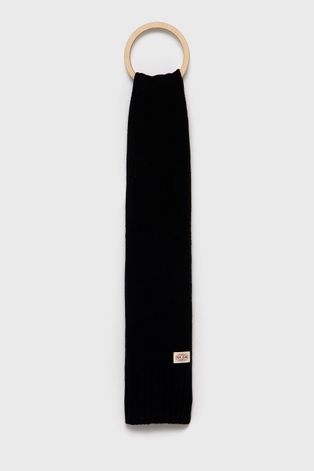 Pepe Jeans Szalik z domieszką wełny kolor czarny gładki