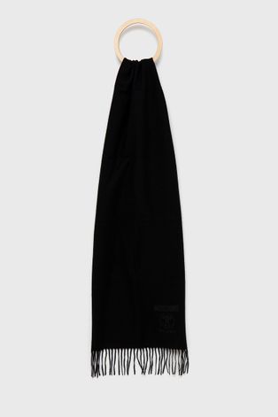 Μάλλινο κασκόλ Moschino χρώμα: μαύρο