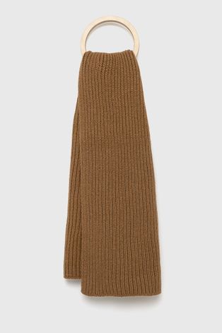 Вовняний шарф Superdry колір коричневий однотонний