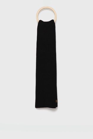 Вовняний шарф Superdry колір чорний однотонний