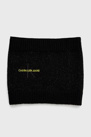Veliki šal s primjesom vune Calvin Klein Jeans boja: crna