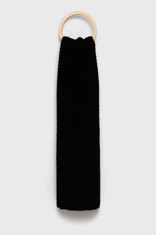 Sisley Szalik z domieszką wełny kolor czarny gładki
