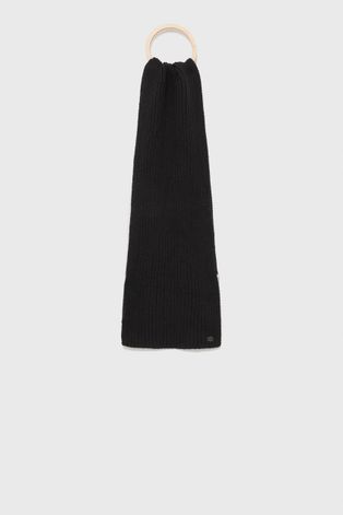 Вовняний шарф Superdry колір чорний однотонний