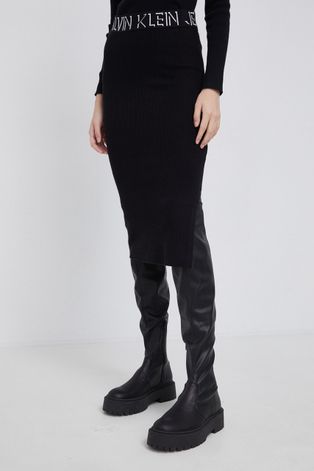 Calvin Klein Jeans Spódnica kolor czarny midi prosta