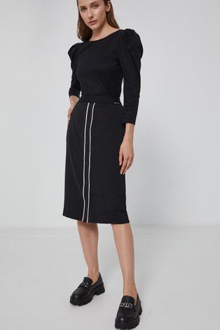 Sukňa Karl Lagerfeld čierna farba, midi, rovná