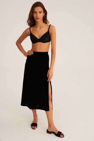 Sukňa Undress Code čierna farba, midi, rovná