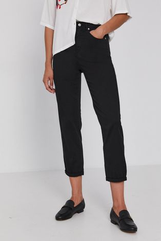 Панталон United Colors of Benetton дамски в черно със стандартна кройка, със стандартна талия