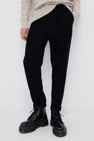 Lee Spodnie sztruksowe męskie kolor czarny w fasonie chinos