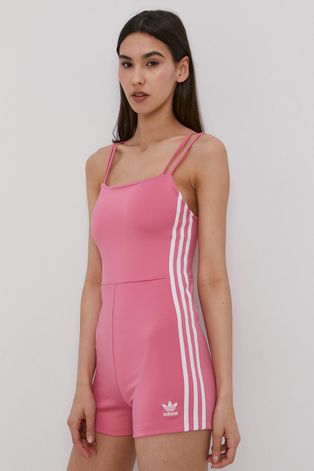 Overal adidas Originals růžová barva, cold shoulder