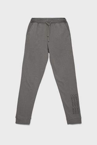 Calvin Klein Jeans Spodnie dziecięce kolor szary z aplikacją