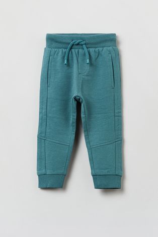 OVS Spodnie dziecięce kolor zielony gładkie