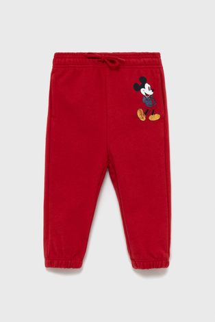 Dětské kalhoty GAP x Disney červená barva, s potiskem