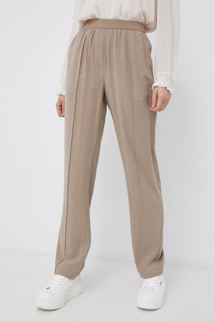 Y.A.S Spodnie damskie kolor beżowy proste high waist