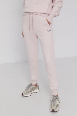 Панталон Woolrich дамски в розово с изчистен дизайн