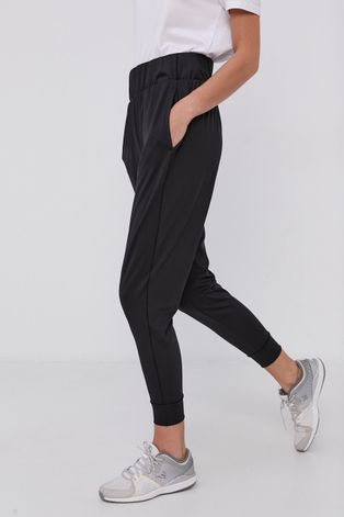 Панталон adidas Performance дамски в черно със стандартна кройка, с висока талия