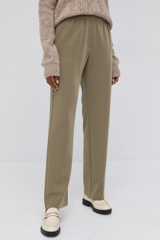 Samsoe Samsoe Spodnie damskie kolor beżowy szerokie high waist