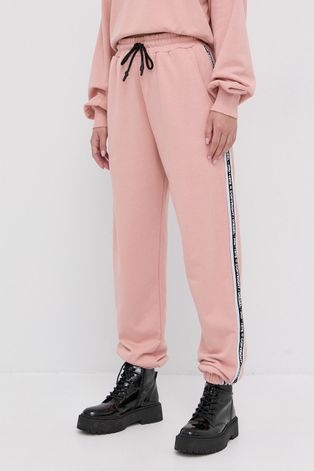 Diesel Spodnie damskie kolor różowy z aplikacją
