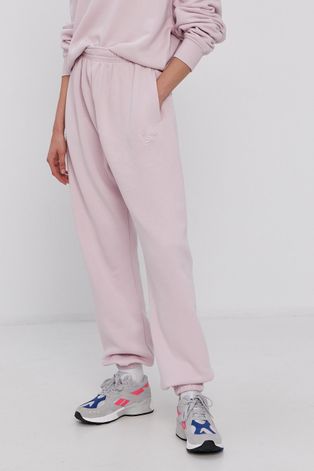 Панталон Reebok Classic дамски в розово с изчистен дизайн