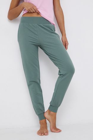 Emporio Armani Underwear Spodnie damskie kolor zielony gładkie