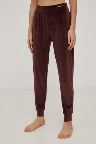 Emporio Armani Underwear Spodnie piżamowe damskie kolor brązowy proste medium waist