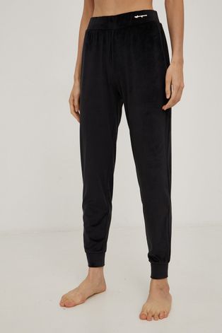 Emporio Armani Underwear Spodnie piżamowe damskie kolor czarny proste medium waist