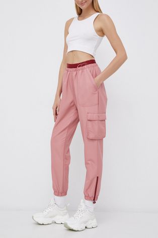 Nohavice Reebok Classic dámske, ružová farba, jogger, stredne vysoký pás