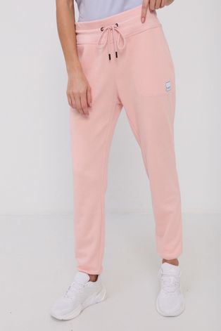 Dkny Spodnie damskie kolor różowy gładkie