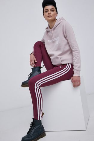 Nohavice adidas Originals dámske, fialová farba, jednofarebné