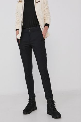 Панталон Columbia дамски в черно с кройка тип карго, със стандартна талия