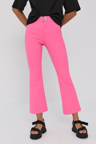 Chiara Ferragni Spodnie Uniform damskie kolor różowy szerokie high waist
