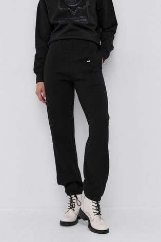 Chiara Ferragni Spodnie bawełniane damskie kolor czarny z aplikacją