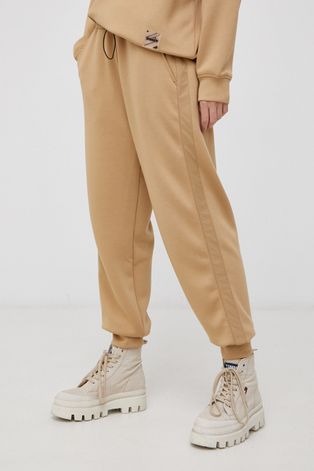 Diadora Spodnie damskie kolor beżowy gładkie
