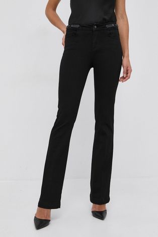 Morgan Spodnie damskie kolor czarny dzwony medium waist