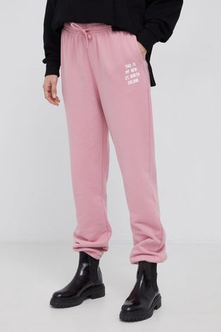 Хлопковые брюки MC2 Saint Barth женские цвет розовый гладкие