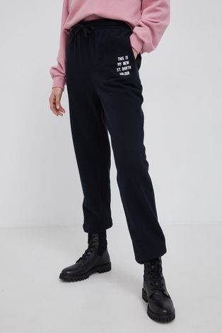Хлопковые брюки MC2 Saint Barth женские цвет чёрный гладкие