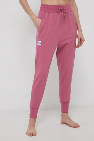 Eivy Spodnie damskie kolor różowy wzorzyste